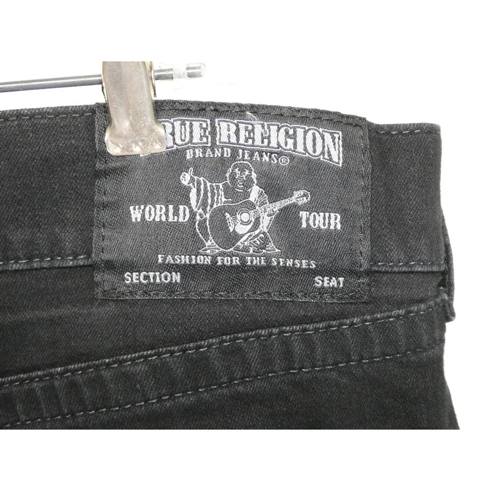 True Religion Jeans Mens Size 38x28 Black Ricky Slim‎ Drop Rise Stretch Denim